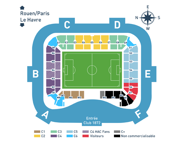 Plan du Stade Oc&eacute;ane